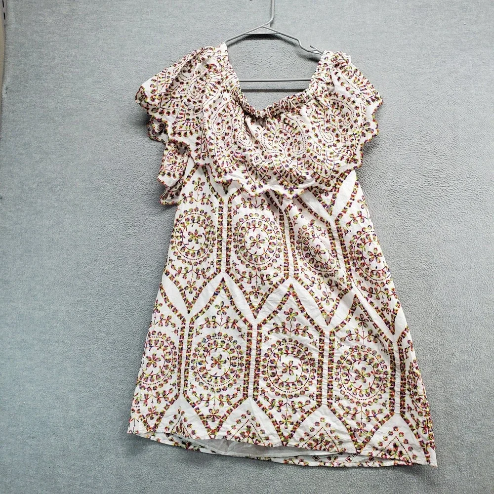 New York & Company Women Dress XL White Embroidered Eyelet Off The Shoulder NWT - Picture 5 of 10